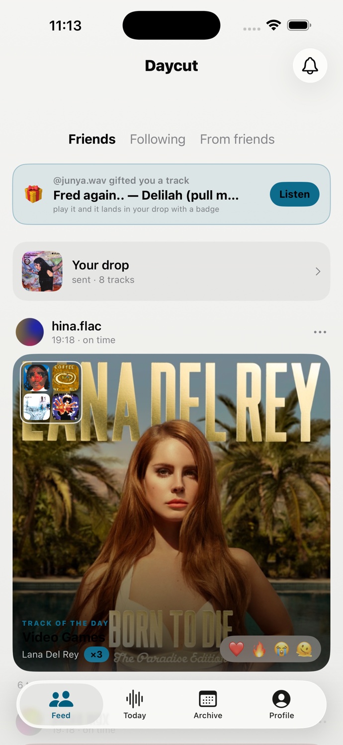 Daycut feed: what friends played today